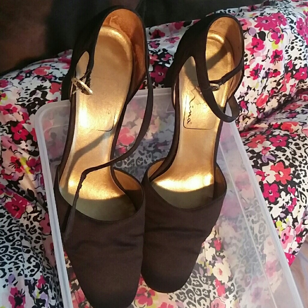 Nina black satin ankle strap leather soles